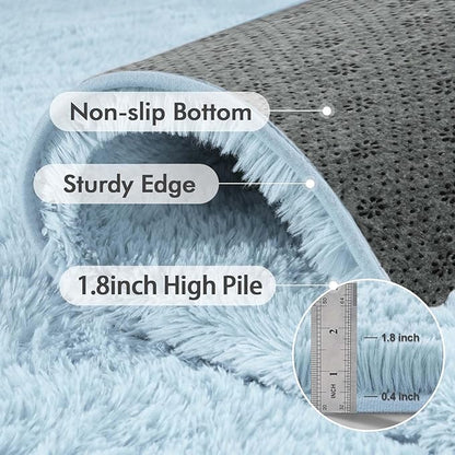 5x7 Ft Shag Area Rug for Bedroom, Ultra Soft Fluffy Furry Rugs for Living Room Indoor Floor, Aesthetic Carpet for Kids Home Decor (Light Blue)