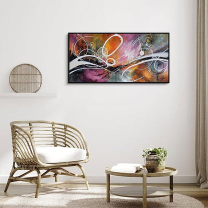 yiijeah Purple Wall Decor Bedroom Canvas Abstract Bathroom Art Picture Items for Women Framed Artwork Print 40x20 Inches