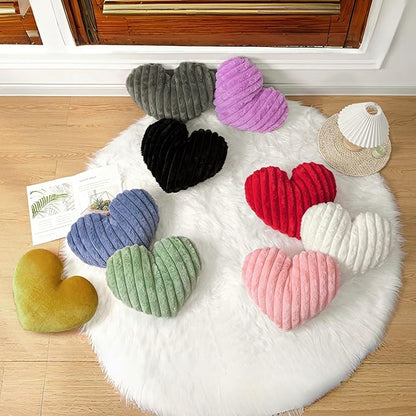 16 Inch Heart Pillow Cute Soft Decorative Throw Pillows, Heart Shaped Fluffy Faux Fur Pillows Cushions for Couch Sofa Bed Bedroom Room Home Decor Aesthetic (2, Gold, Medium-16 x13)