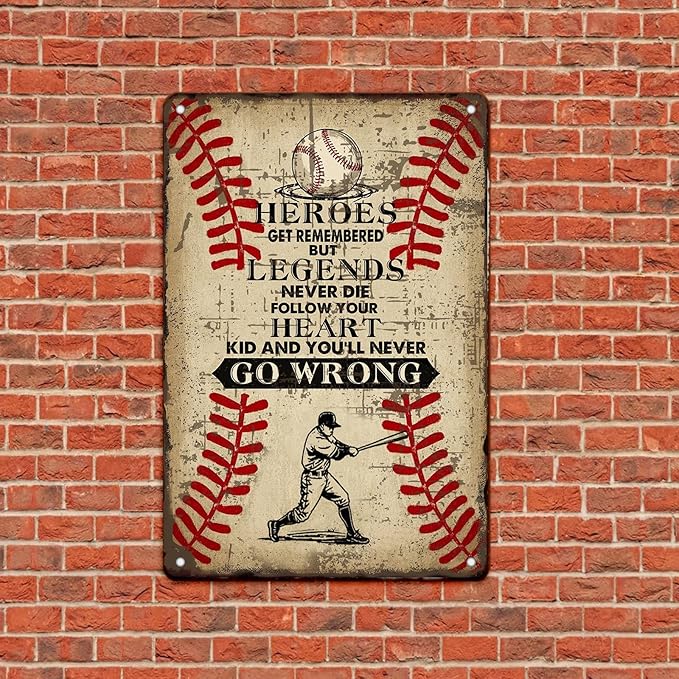 Vintage Tin Signs Heroes Get Remembered But Legends Never Die Metal Sign Iron Painting Vintage Wall Decoration Poster For Office Classroom Bar Shop Club Coffee Man Cave 8x12 Inch
