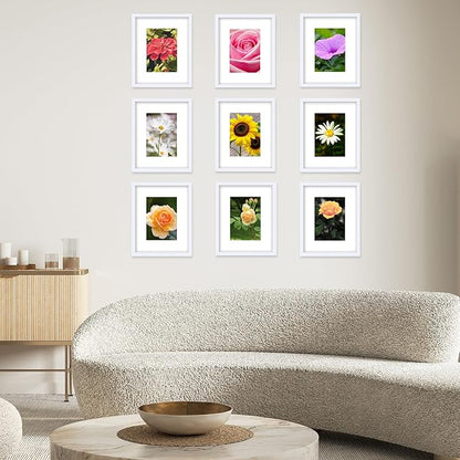 JCJMY 12 Packs 8x10 Picture Frames, Display 5x7 with Mat or 8x10 Without Mat, Gallery Wall Frame Set, 8 by 10 Frames Bulk Set of 12 Collage Wall Decor Photo Frames Set for Wall and Tabletop, White