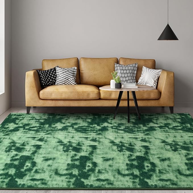 Gifeas Large Ultra Soft Modern Area Rugs for Living Room Bedroom, 7x10 Feet Tie-Dyed Green Thickened Memory Foam Indoor Carpets, Non-Slip Comfy Rug for Boys Girls Nursery Room Home Decor