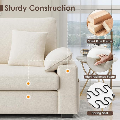76" Modern Loveseat Couches for Living Room, Comfy Loveseat Sofa with Deep Seat Couch, USB/Type-C Port, Side Storage, Removable Cover, Small Couches for Living Room, Beige
