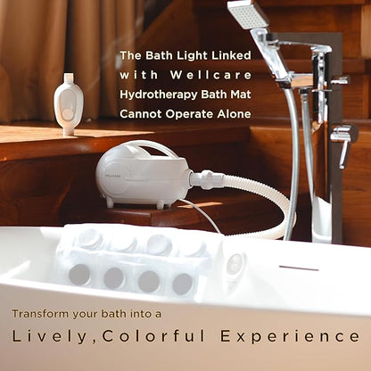 Wellcare - RGB Bath Light for Air Bubble Spa: Airflow-Powered Waterproof Color Changing LED Spa Light, Relaxing Underwater Ambient Chromotherapy