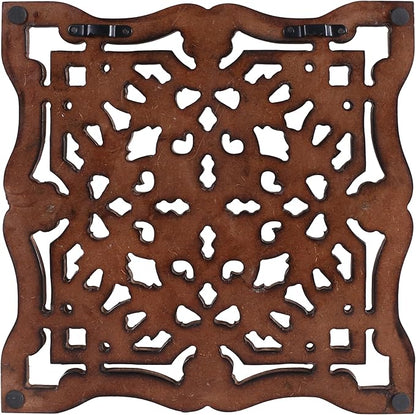 Wall Panels for Living Room & Bedroom – Hand-Carved Decorative Wood Wall Art Set of 6, 12x12" Natural Burnt Finish, Rustic Home Décor,Elegant Decorative Wall Art for Home & Office