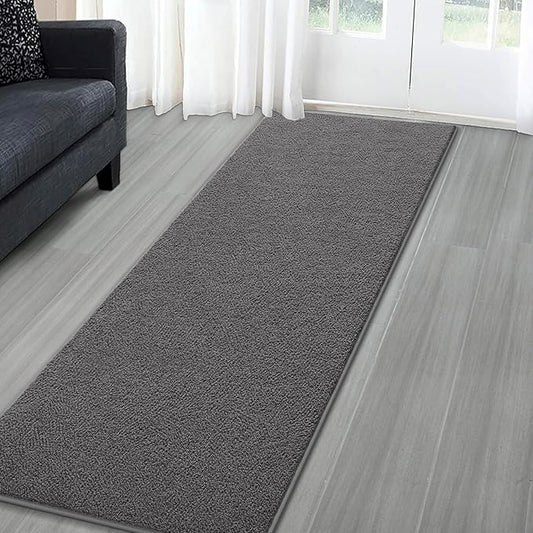 Gifeas Ultra Soft Modern Runner Rugs for Living Room Bedroom, 2x6 Feet Dark Grey Thickened Memory Foam Indoor Solid Minimalist Carpets, Non-Slip Comfy Area Rug for Boys Girls Nursery Room Home Decor