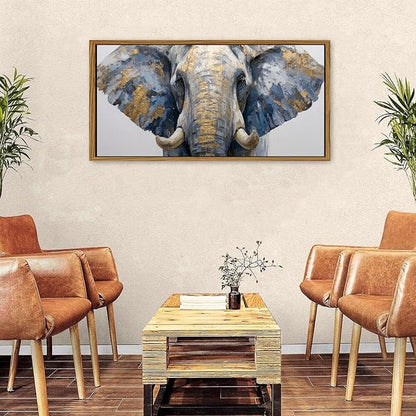 Abstract Gold Elephant Wall Art Framed Canvas Prints Bedroom Picture Above Kids Room Decor Wild Animal Painting African Animals Poster Modern Artwork for Office Living Room Home Decoration 24x48