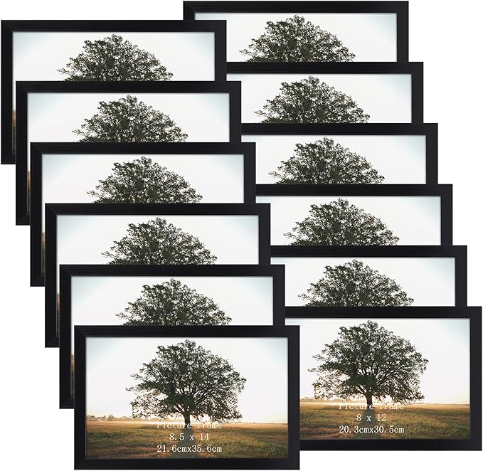 Giftgarden 8.5x14 Picture Frame Black, Multi 8.5 x 14 Photo Frames Bulk for Wall or Tabletop Display, 12 Pack