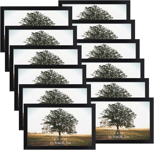 Giftgarden 8.5x14 Picture Frame Black, Multi 8.5 x 14 Photo Frames Bulk for Wall or Tabletop Display, 12 Pack