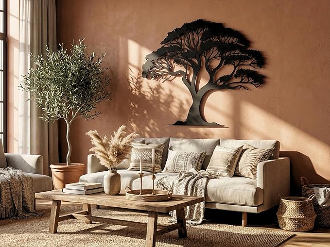Vailla Tree of Life Decor 3D Wall Art Woonden Wall Hanging Modern Wall Home Decoration 3D Textured Sculptures for Living Room Bedroom Office Dinnig Room 3 Panels Family Tree