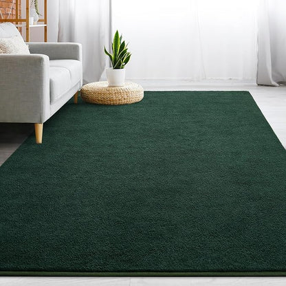 Gifeas Large Ultra Soft Modern Area Rugs for Living Room Bedroom, 6x9 Feet Deep Green Thickened Memory Foam Indoor Solid Minimalist Carpets, Non-Slip Comfy Rug for Boys Girls Nursery Room Home Decor