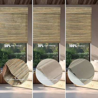 Motorized Bamboo Roman Shades, Motorized Blinds with Remote Compatible with Homekit, Alexa GoogleHome, Smart Wood Woven Shades for Indoor Windows, Customize, Desert Thatch