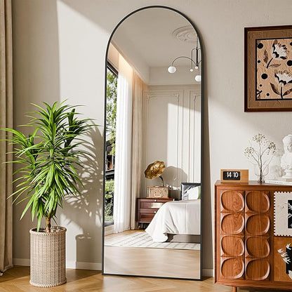 59"x16" Floor Mirror Full Length, Arched Full Length Mirror with Stand, Full Body Mirrors for Bedroom Living Room or Cloakroom Black