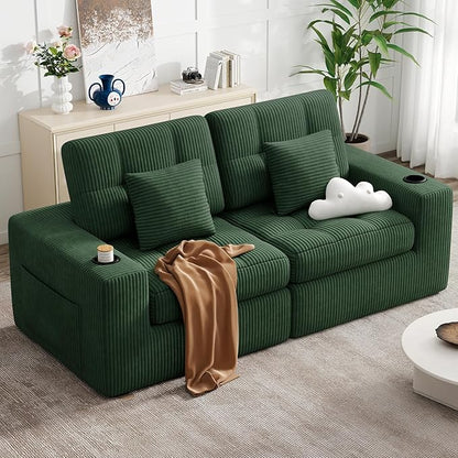 80" Boneless Loveseat Sofa in a Box,No Assembly Required Comfy Deep Seat Cloud Couch,Modern Small Couches for Living Room, Bedroom,Apartment,Green 1 PCS