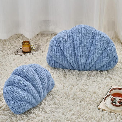 Shell Pillow, Soft Decorative Pillows for Bed Couch, Seashell Plush Throw Pillow Aesthetic Home Decor Cushion for Bedroom Living Room (Grey Blue, 18 X 13 Inches)