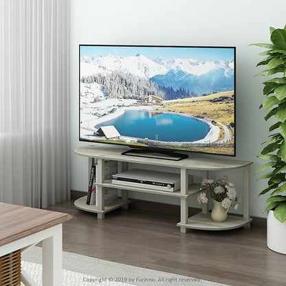 Furinno Turn-S-Tube Wide TV Entertainment Center, Sonoma Oak/White, 47. 25x13. 4x15. 9