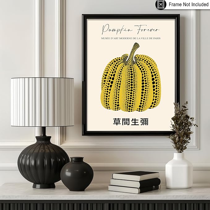 Poster Master Vintage Poster - Retro Pumpkin Print - Infinity Dots Japanese Art - Gift for Men & Women - Pop Art Decor for Office, Bedroom or Living Room - 16x20 UNFRAMED Wall Art