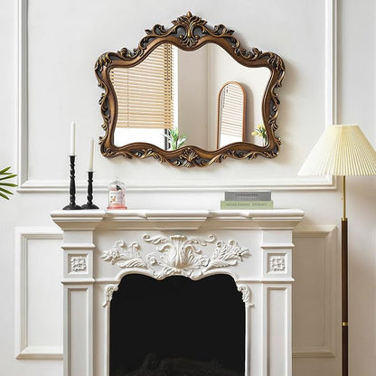 SHYFOY Vintage Mirrors for Wall Decor – 37" x 28" Large Ornate Baroque Antique Wall Mirror, Decorative Gold French Traditional Design, Anthropologie Mirror Dupes for Living Room, Bedroom & Entryway