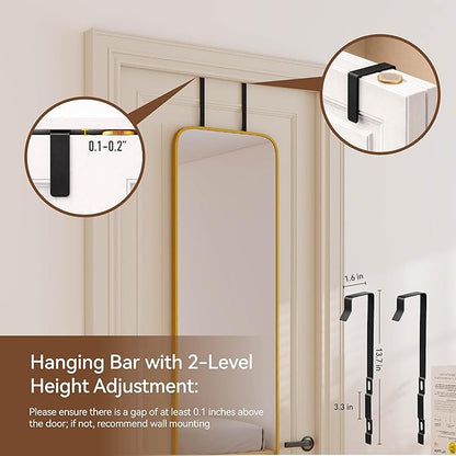 NARCISSUS 47x14 Mirror Door Hanging Full Length,Over Door or Wall Mounted Aluminum Alloy Frame Tempered Glass Rectangle Full Body Mirrors for Bedroom Dressing Living Room Bathroom 47 inch Gold