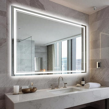 EOGOW LED Bathroom Mirror with Lights,48"x36"Backlit LED Mirror for Bathrooms with Anti-Fog,Dimmable,3 Colors Bathroom Mirror, Wall Mounted Horizontal/Vertical Vanity Mirrors,Tempered Glass