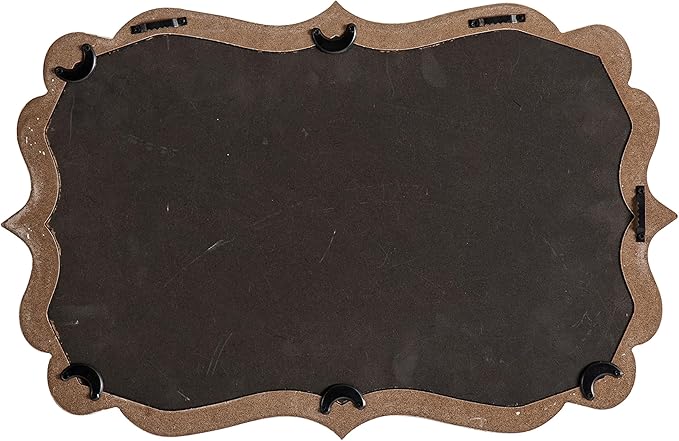 Vintage Scalloped White Mirrors for Wall Decor Living Room 13 X 20 Inches, Distressed Finish Carved Wooden Framed Hanging Makeup Mirror, Bathroom Vanity Mirrors, Horizontal or Vertical