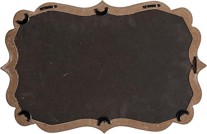 Vintage Scalloped White Mirrors for Wall Decor Living Room 13 X 20 Inches, Distressed Finish Carved Wooden Framed Hanging Makeup Mirror, Bathroom Vanity Mirrors, Horizontal or Vertical