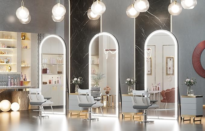 Hasipu 81"" x 33"" Led Mirror Full Length, Full Length Mirror with Lights Arch Design, Full Length led Mirror, Wall Mounted Mirror Dimming & 3 Color Modes, KM-A20585-H