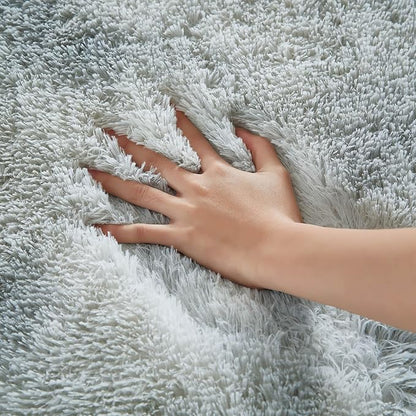 Floralux 4x6 Shag Rug, Tie-Dye Light Grey, Modern Fluffy Rugs for Bedroom, Soft Plush Carpet for Living Room, Nursery Kids Room, Home Dorm Decor Aesthetic, Area Rugs