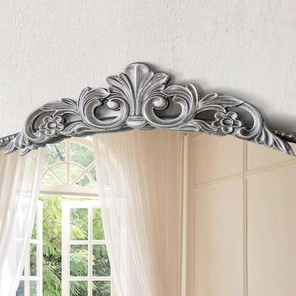 Micasso Vintage Silver Arched Mirror: 36"x29" French Baroque Antique Wall Mounted Mirror - Traditional Ornate Decorative for Wall/Fireplace/Entryway/Bathroom/Hallway - Home Decor for Living Room