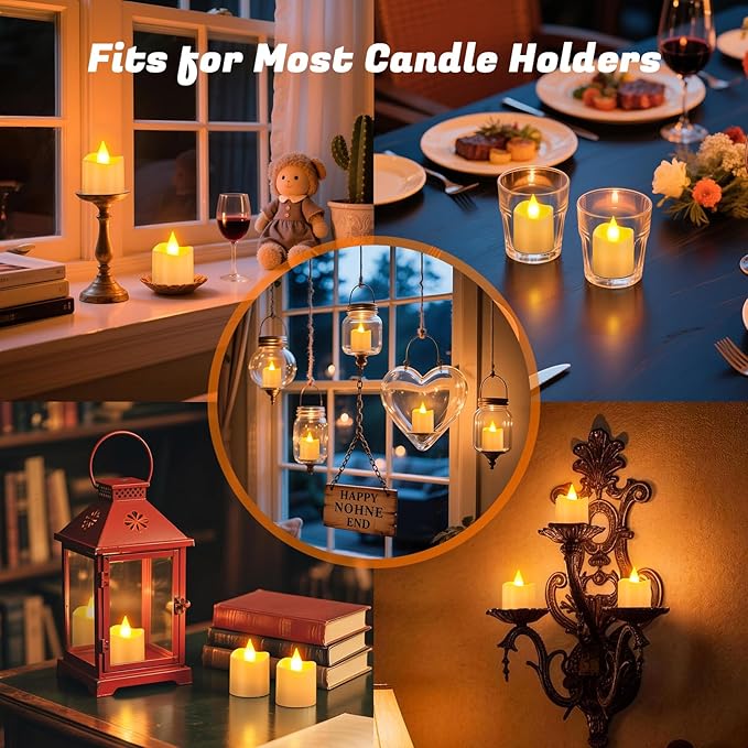 PChero Rechargeable Flameless Candles with Remote Timer & Charging Base, 12 Pack Votive Candles Battery Operated Tea Lights Flickering, LED Tealights for Home Wedding Halloween Fall Christmas Decor