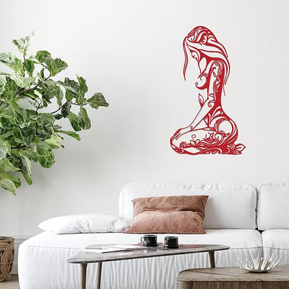 Xedatric Modern Abstract Metal Wall Art-Minimalist Line Sculpture for Bedroom,Living Room,Bathroom-Unique Metal Wall Decor for Home & Office(Red)