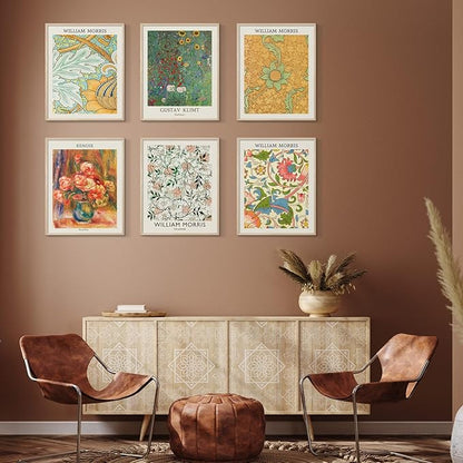 Habseligkeit William Morris Wall Art Prints, Retro Wall Decors for Room Aesthtic, Warm Posters for Bedroom Decor Aesthetic Unframed, 8x10in, Set of 6