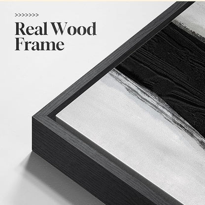 Large Framed Black and White Abstract Wall Art for Living Room, 2 Piece Modern Canvas Prints Wall Paintings Artwork for Walls, Minimalist Black Lines Pictures for Hallway Office Wall Decor 24x36 In