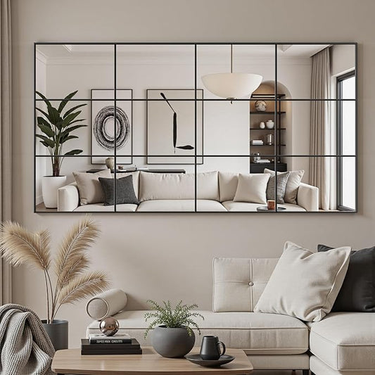 Suidia Wall Mirror, 30" x 60" Window Decorative Mirrors, Metal Framed Wall Decor Wall-Mounted Mirrors for Bedroom, Living Room, Entryway, Black