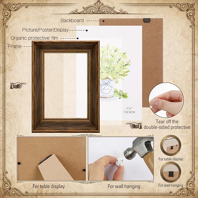 Kathfly 20 Pack Vintage Picture Frames for Wall or Tabletop Display Ornate French Country Frames 4 Sizes 8x10 5x7 4x6 3.5x5 Antique Photo Frame for Gallery Bedroom Living Room Farmhouse Decor(Elegant)