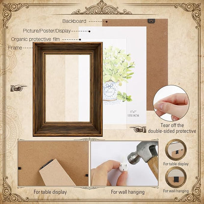 Kathfly 20 Pack Vintage Picture Frames for Wall or Tabletop Display Ornate French Country Frames 4 Sizes 8x10 5x7 4x6 3.5x5 Antique Photo Frame for Gallery Bedroom Living Room Farmhouse Decor(Elegant)