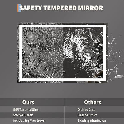 GarveeHome 45x30 LED Bathroom Mirror with Lights, Dimmable, Anti-Fog, Backlit + Front Lit, Lighted Bathroom Vanity Mirror for Wall, Memory Function, Shatter-Proof (Horizontal/Vertical)