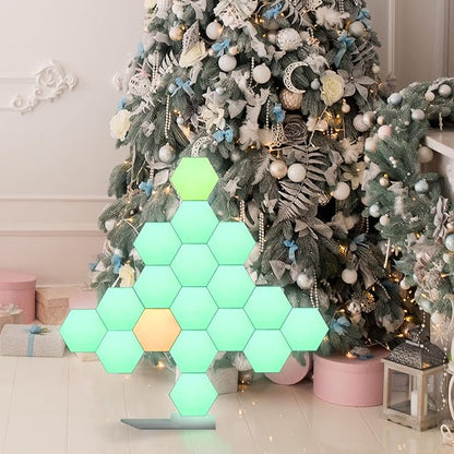 Yescom APP Control 9 Pack Smart LED Light Panels Hexagon Smarter Kit WiFi LED Table Light Kit Music Sync DIY Design Compatible with Alexa Google for Gaming TV Decor