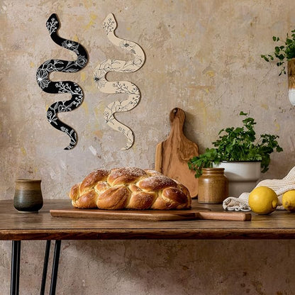 Gerrii Set of 2 Earthy Room Decor Wall Art Boho Witchy Wooden Snake Decor Natural Aesthetic Wall Hanging Boho Art for Apartment Bedroom Living Room(Crawl)