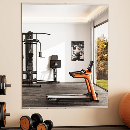 Keonjinn Home Gym Mirror, 60" x 24" - 2PCS Workout Mirrors for Home Gym, Frameless Tempered Glass, Full Body Wall Mirrors for Fitness Exercise, Yoga Room, Dance Studio, Bedroom, Garage
