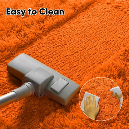 Area Rugs for Living Room, Orange 6x9 Rugs for Bedroom, Long Shaggy Furry Carpet Plush Fluffy Carpet, Non-Slip Upgrade, Suitable for Kids Dorm Home Decor Aesthetics.