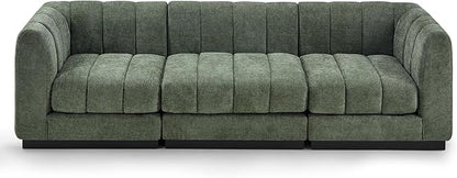 Morden Fort 96" Modular Sectional Sofa, Deep Seat Chenille Couch with High Density Foam Cushions, 3-Seat Modern Minimalist Sofa for Living Room Apartment, Green