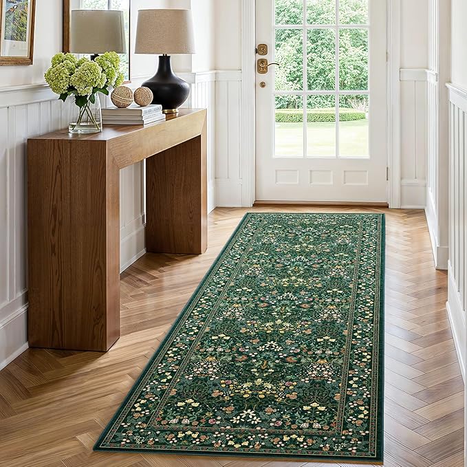 AMADA HOMEFURNISHING Washable Runner Rugs for Hallway, 2x6 Kitchen Rug, Non-Slip & Low-Profile Area Rug, Soft Floral Rug with Durable Edge Binding, Rugs for Entryway Kitchen Bedroom Laundry Bathroom