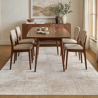 5x7 Area Rugs for Bedroom Living Room,Non-Slip Washable Modern Green Abstract Rugs for Dining Room, Foldable Thin Indoor Carpet Stain Resistant(Beige Grey)