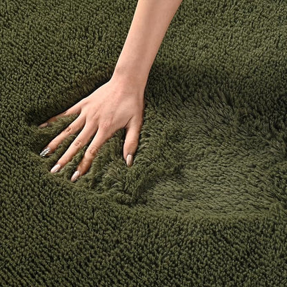 Andecor Soft Fluffy Bedroom Rugs, 4 x 6 Feet Indoor Shaggy Plush Area Rug for Boys Girls Kids Baby College Dorm Living Room Home Decor Floor Carpet, Olive Green