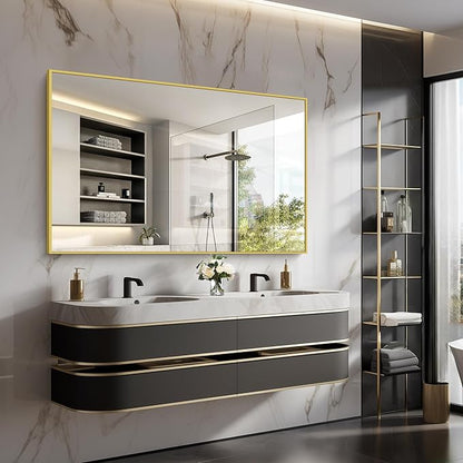 COFENY Gold Bathroom Mirror for Wall, 60x36 Inch Rectangle Mirrors with Metal Frame, Modern Vanity Wall Mirror Decor for Bathroom Living Room, Entryway Hangs Horizontal or Vertical