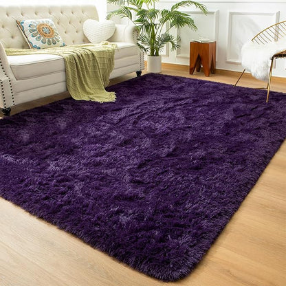 Andecor Shag Area Rug for Living Room, 5x8 Feet Purple Soft Fluffy Indoor Plush Throw Rugs for Bedroom Girls Kids Room Nursery Dorm Home Decor Carpet