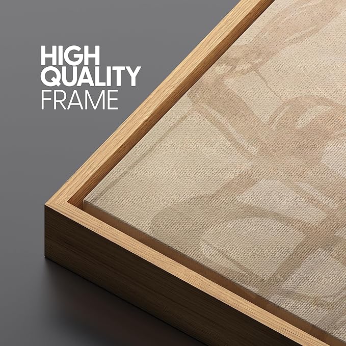 SIGNLEADER Framed Canvas Print Wall Art Set Beige Modern Abstract Line Art Illustrations Minimal Decorative Bohemian for Living Room, Bedroom, Office - 24"x36"x3 Natural
