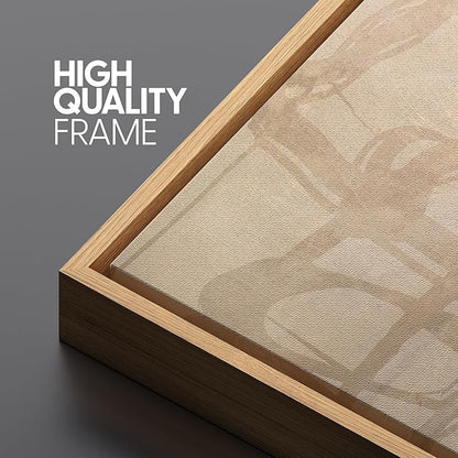 SIGNLEADER Framed Canvas Print Wall Art Set Beige Modern Abstract Line Art Illustrations Minimal Decorative Bohemian for Living Room, Bedroom, Office - 16"x24"x3 Natural