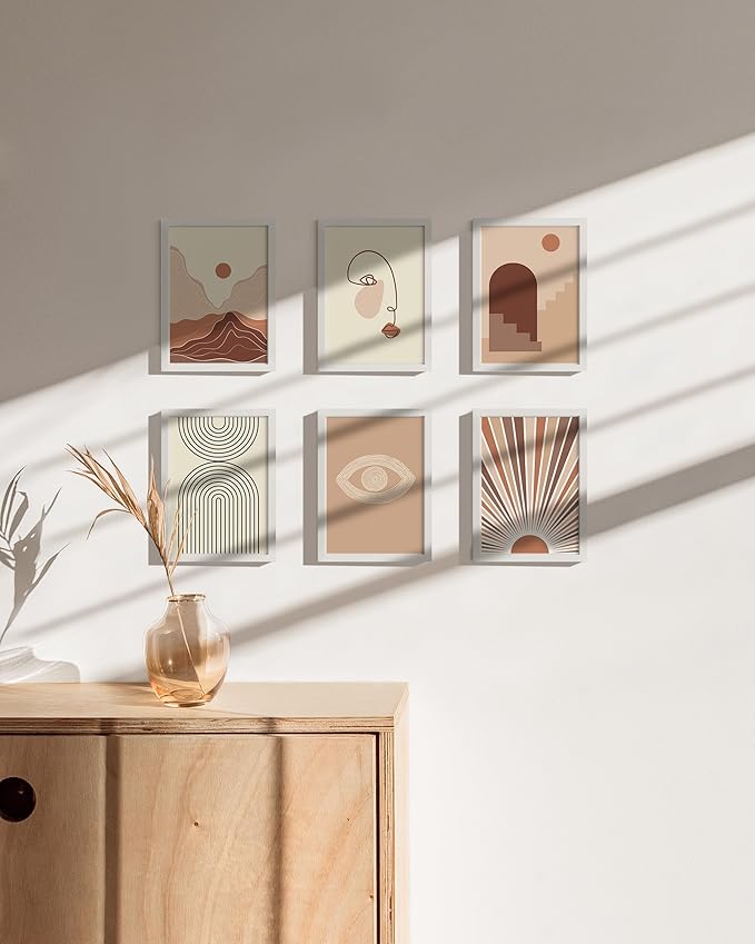 HAUS AND HUES 5x7 White Aluminum Frame Set of 6 - Vertical Hanging, Easel Back for Tabletop (5x7 in, White)